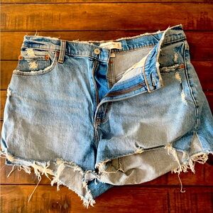 Abercrombie & Fitch Blue Distressed Jean Shorts